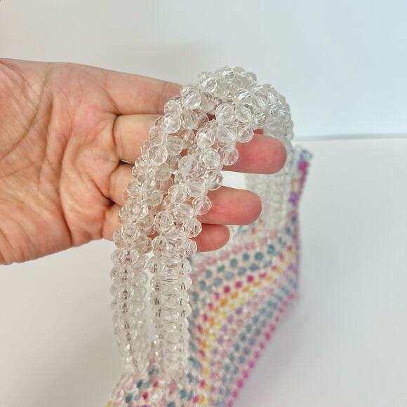 Aqua Samira Striped Beaded Mini Tote Handbag Clear Multicolor Bloomingdales - Picture 7 of 9